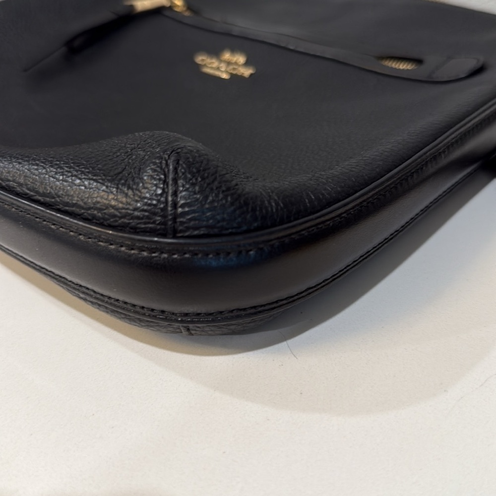 Coach// Black Crossbody Bag with Gold Accents - Picture 6 of 6